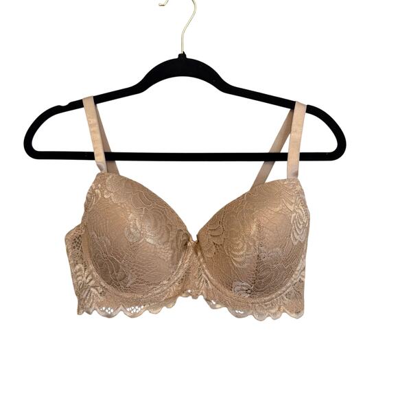 Unbranded Other - Lace Balconette Bra Size 38C Tan Nude Romantic Coquette Boho Elegant Comfort